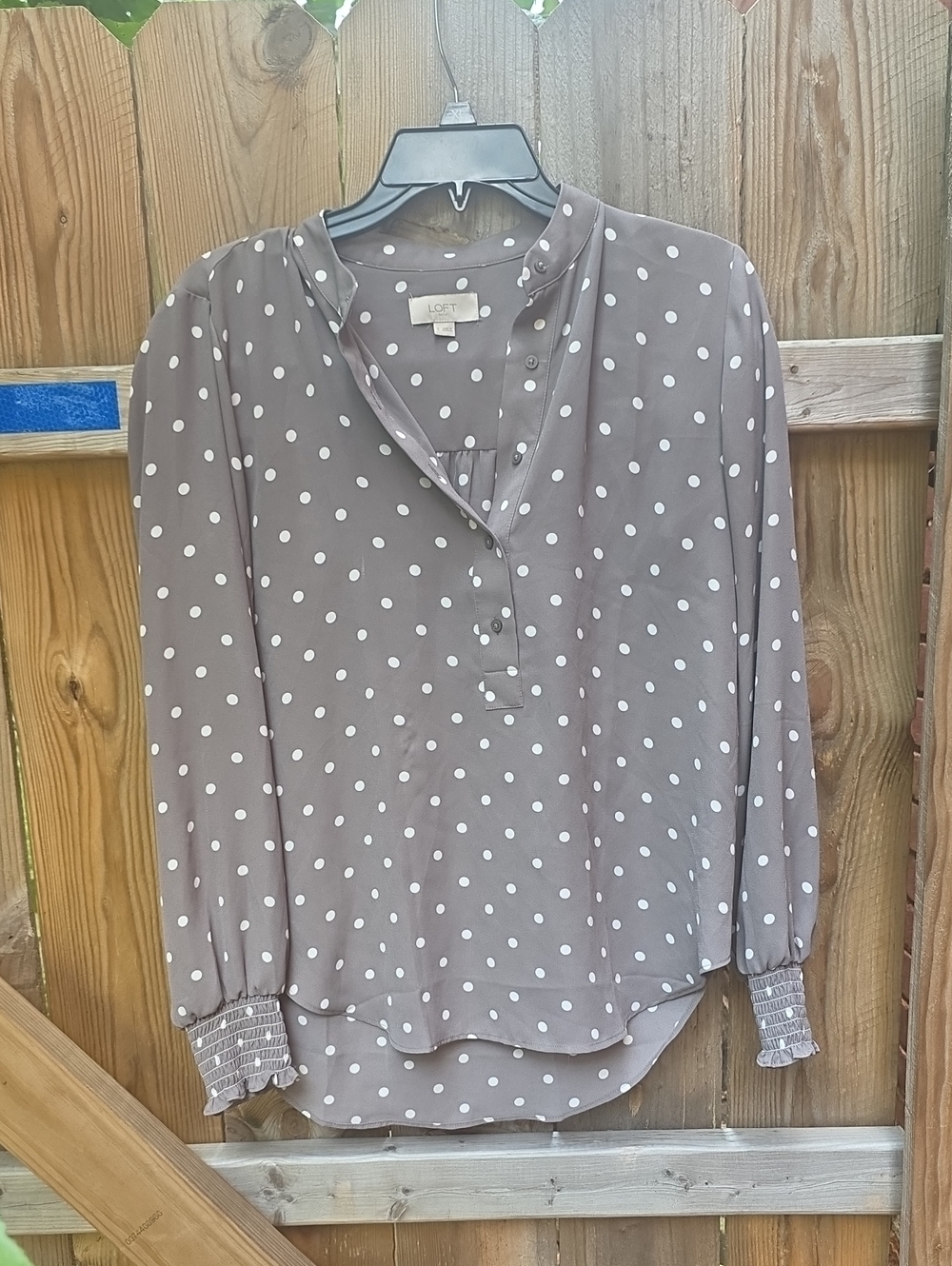 LOFT  Polka Dot Henley Blouse